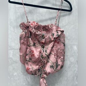 Johanna Ortiz H&M Pink Floral Tank w Buttons, Sz medium